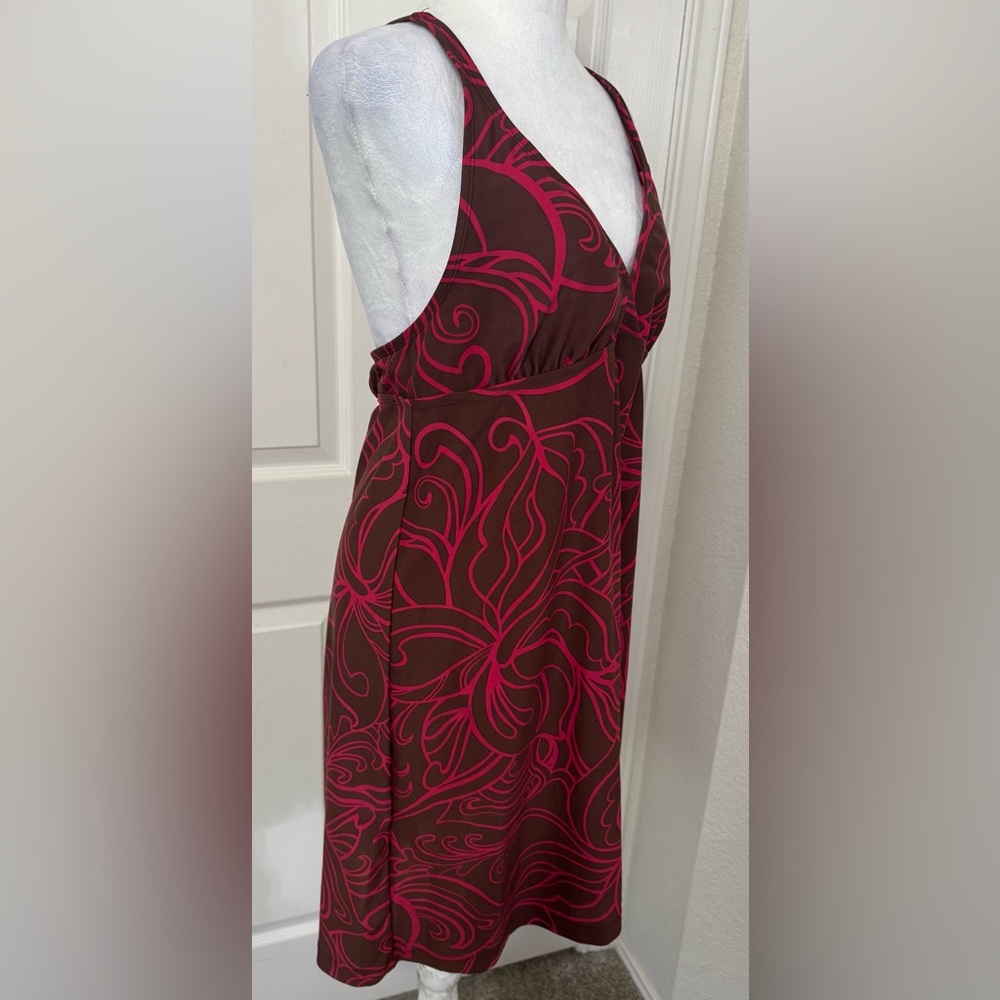 Athletes Brown Pink Halter Top Swim Dress Size Large - Picture 2 of 9